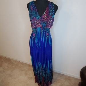 Blue and purple maxi dress with lace detailing